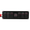 6 Gang Red LED Rocker Switch Panel with Voltmeter for Car RV Boat Yacht Marine 12V-24V