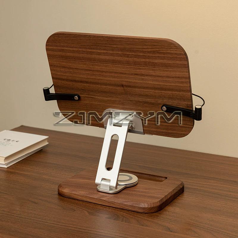 Reading Rack 360° Rotating Lifting Wooden Aluminum Alloy Reading Bookshelf Notebook Stand Adjustable Drawing Pad Holder