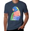 Watercolor Rainbow Lorikeet Parrot Watercolor Portrait Tshirt Work Wear Short Sleeve Tshirt