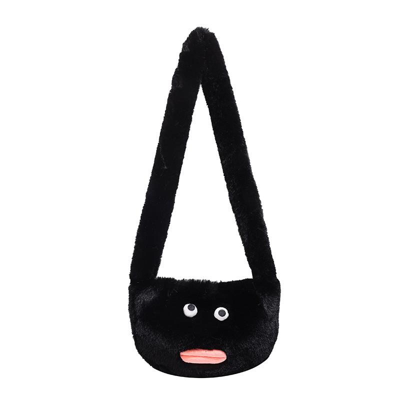 Plush Girl Small Shoulder Bag With Zipper Closure For Casual Daily Use