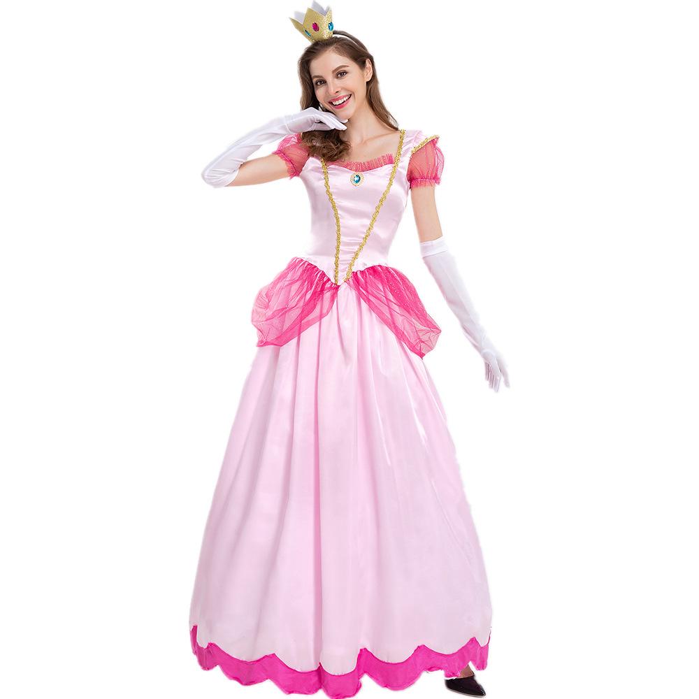 Super Mario Princess Peach Halloween Cosplay Costume