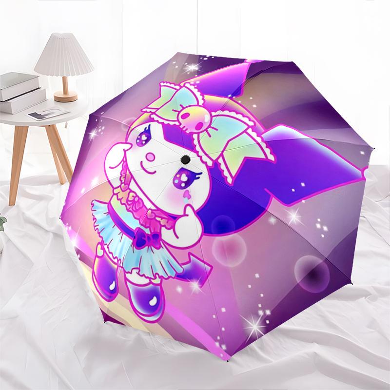 

1pc Kawaii My Melody Automatic Folding Umbrella - Portable 3-Fold Design with 8-Bone Iron Frame - Perfect for Fans, Travel, Daily Use - Ideal Gift for