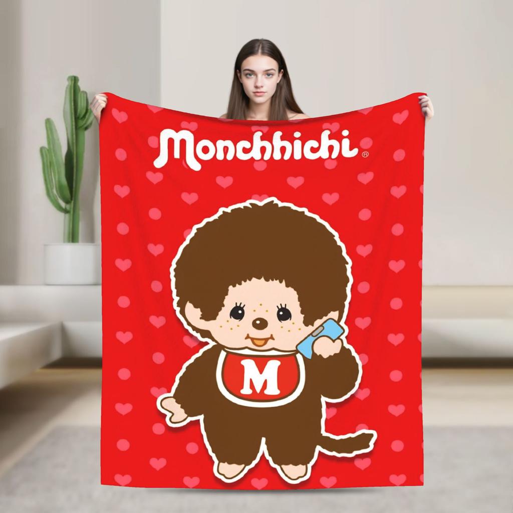 Monchhichis Kun Chan Pärchen Decke Niedliche Cartoon Flanell Tolle Warme Überwurfdecke für Bettwäsche Wohnzimmer Herbst/Winter Outdoor