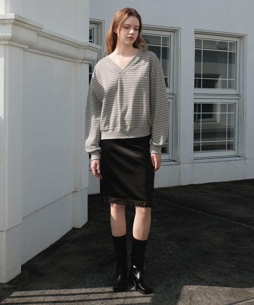 Dehebe Glossy Lace Skirt [Black]
