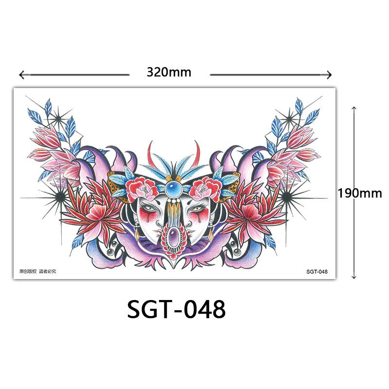 Flower Chest Tattoo Sticker, Chest Tattoo Sticker, Color Half Nail Large Picture Tattoo Sticker