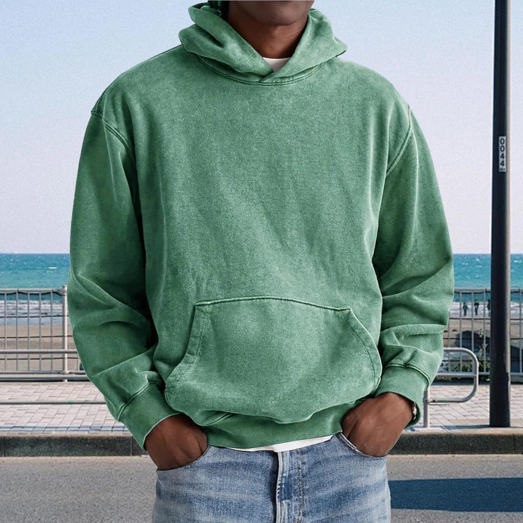 Men Hooded Pullover With Pocket Long Sleeve Fleece Sweatshirt Workout Tops Fall Fashion Hoodie