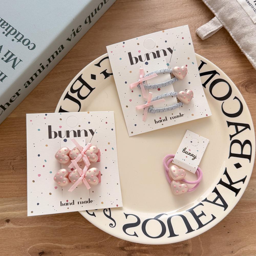 2pcs Heart Print Pink Hair Clips for Baby Girls Cute Bow Barrettes Hairpins Hairgrips Hair Accessories Headdress Kids Headwear