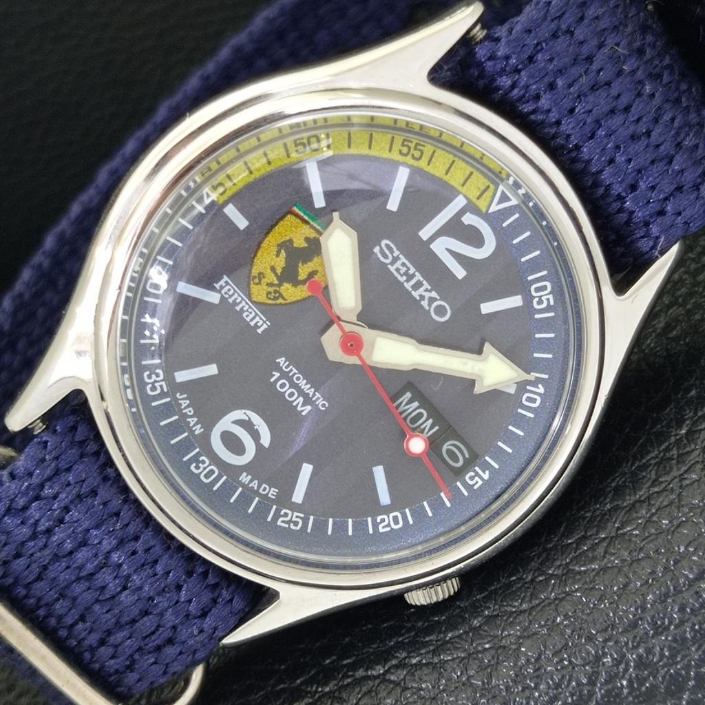 

ЯПОНИЯ ВИНТАЖНЫЕ МУЖСКИЕ АВТОМАТИЧЕСКИЕ ЧАСЫ SEIKO 7009A ЦИФЕРБЛАТ FERRARI a700463-5 R203-a700463