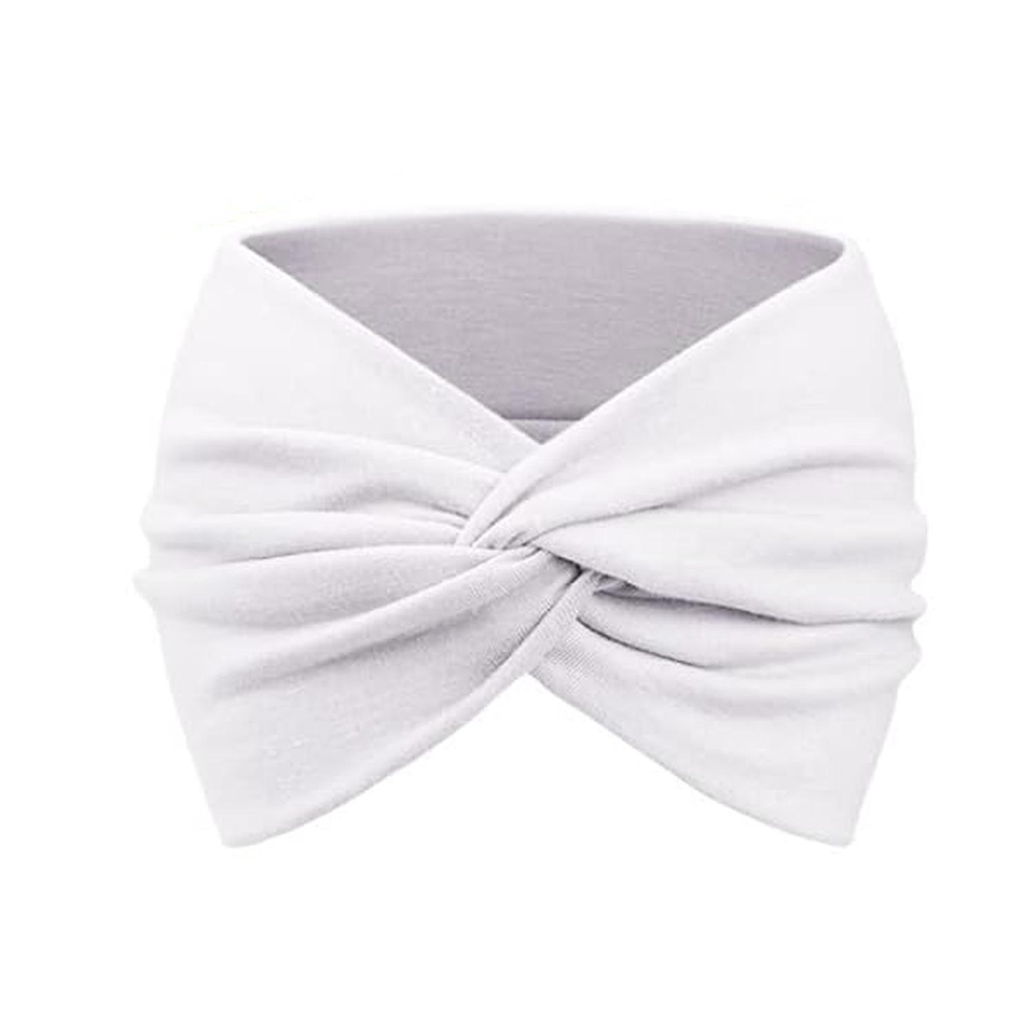 Женская витая широкая повязка на голову, эластичная перекрестно связанная повязка на волосы для спорта и повседневной носки белый