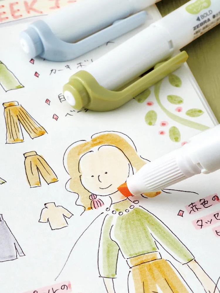 New Japanese Zebra Fluorescent Double-Ended Pens - Gentle Light Color Series for Students & Planners