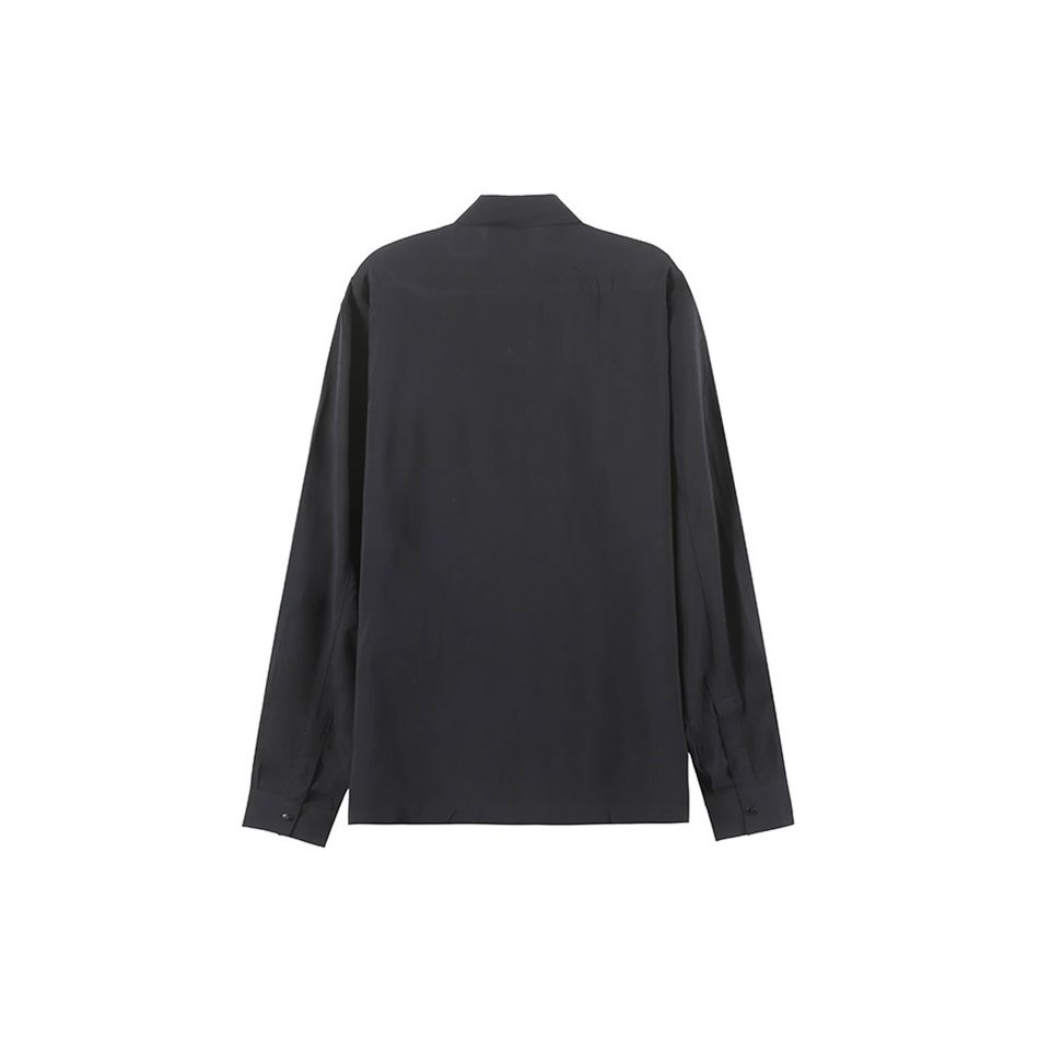 Armani Exchange Sustainable Series Solid Color Single-Breasted Casual Loose Long Sleeve Shirt Men shirts Black 6RZC10-ZNRNZ-1200