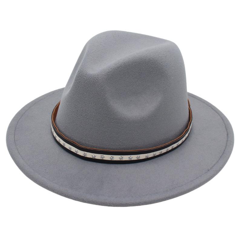 Foreign Trade Retro Top Hat Pentagram Jazz Hat Men'S And Women'S Felt Hat European And American Style Hat Woolen Hat Wool