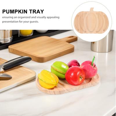 Wooden Pumpkin Tray Halloween Serving Platter Divided Design Fruit Snack Cheese Board Festive Party Tableware Wood Food Tray