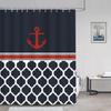 Nautical Anchor Shower Curtain, Navy Blue Strip Geometric Bathroom Curtain Polyester Fabric Waterproof Bath Curtain