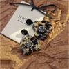 Retro Leopard Print Large Flower Dangle Earrings - Autumn/Winter Luxury for Women