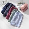 Summer Cotton Crinkle Pajama Pants: Women's Japanese Style Solid Color Beachwear & Men's Mid-Length Shorts