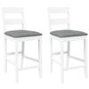VidaXL Bar Stools with Cushions 2 Pcs White Solid Hevea Wood, Chair, Kitchen Bar Chair, Bistro Chair 4102559