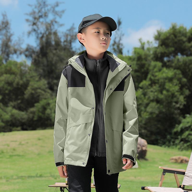 Parent-Child Outdoor Jacket: 3-in-1 Detachable, Windproof, Waterproof, Customizable Logo for Autumn/Winter Mountaineering M