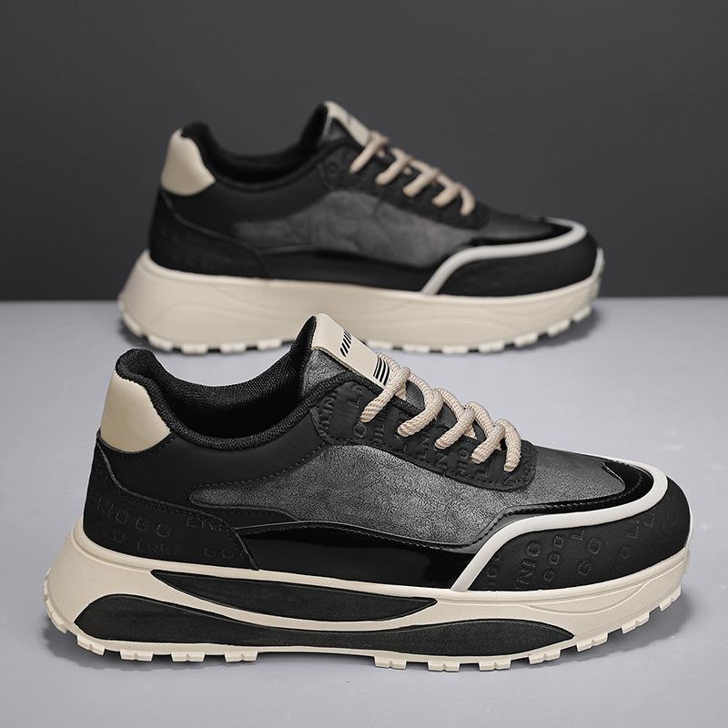 Scarpe da ginnastica da uomo autunnali e invernali a taglio basso con suola spessa, rialzanti, imbottite, calde, in cotone, casual, sportive