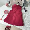 New Winter Rose Cheongsam Hanfu Sleeveless Dress for Baby Girls - Style AWB005