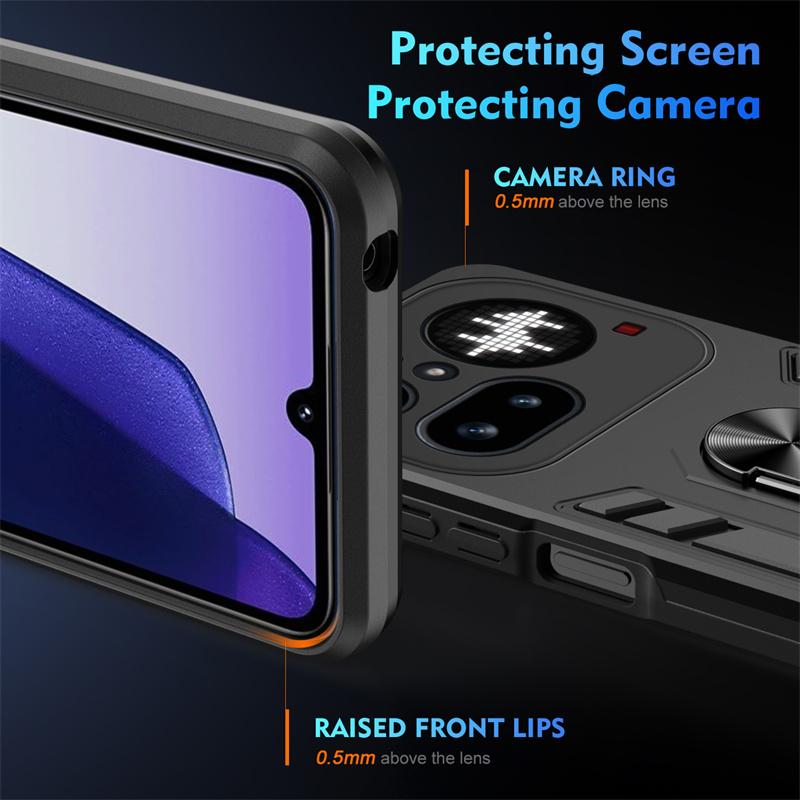 Military Grade Case for Nothing Phone 4A Pro Protective Cover Shockproof Ring Stand Holder Fundas Coque