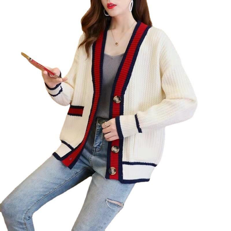New Sweater Knitted Cardigan Women's Loose Coat Women's Spring and Autumn Clothes Early Autumn Inner Top