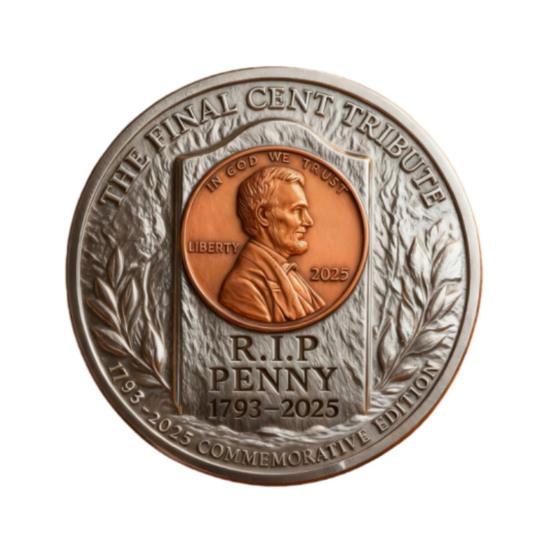 

Yousheng Final Cent Memorial Coin (1909-2025) Last Penny Tribute Token Historical Commemorative Coin Vintage-Style Penny Era Keepsake for Collectors 1pc