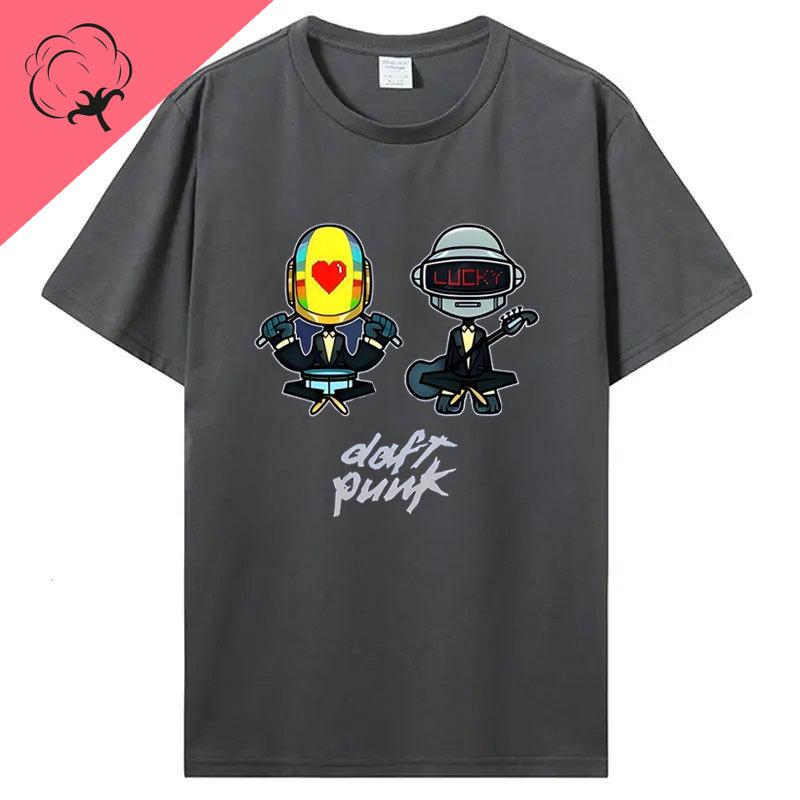 T-Shirts Daft Punk Grafik-T-Shirts Beliebte Mode Musikliebhaber Geschenk Punk Band Baumwolle Kurzarm Druck Unisex Kleidung