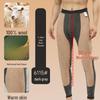 Men's Wool Camel Hair Long Leg Warmers with Knee Pads, Thickened Plus Velvet Cotton Layer, Women's Black Base Layer Pants for Autumn