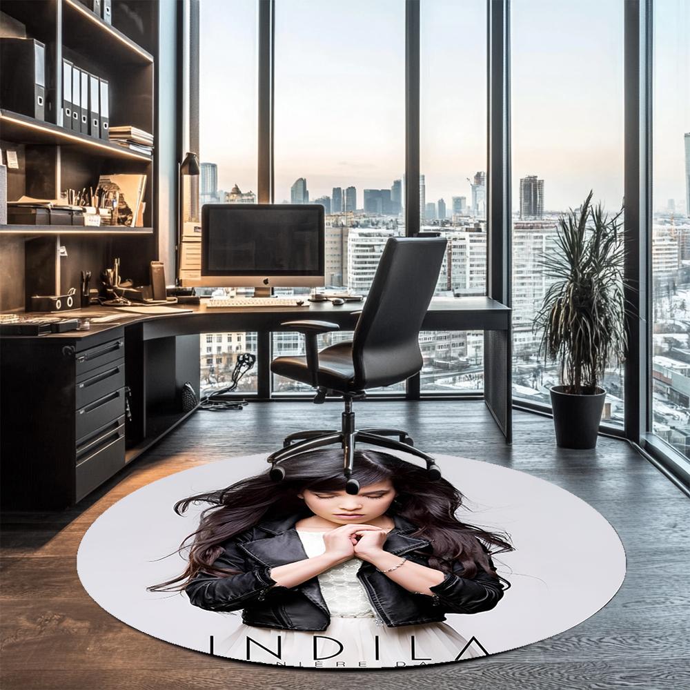 Indila Printed Round Rug Carpet Chair Rug Area Rug Entryway Doormats,for Office Chair Living Room Bedroom Kitchen Room.