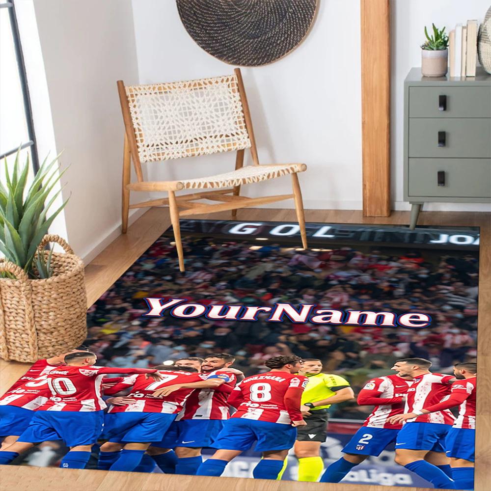 Atletico Madrid Customize Your Name Area Rug Perfect for Outdoor Study room Bedrooms Entryway Anti-slip Rug Anime Office Decor Best for Christmas