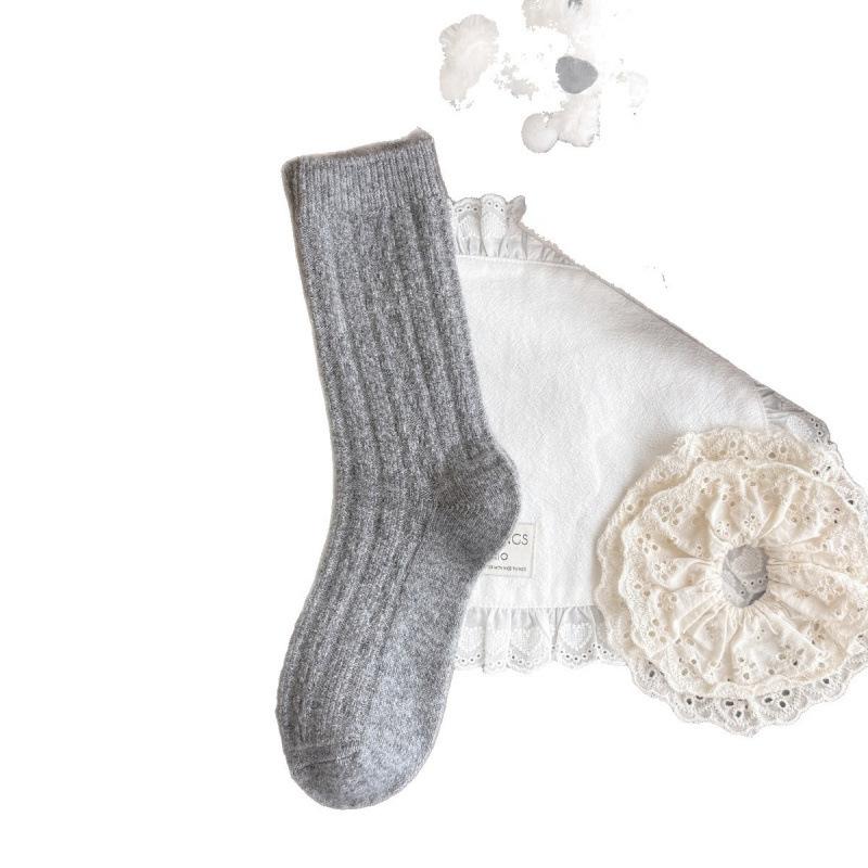 Proste Pogrubione Grube Igły Jednolity Kolor Ciepłe Skarpety z Wełny Polarowej Dziecięce Skręcane Ciepłe Magazynujące Ciepło Skarpety Damskie