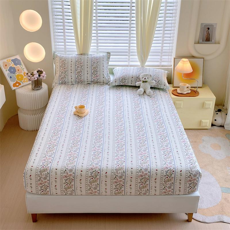 100% Cotton Fitted Sheet Soft Bed Cover Home Elastic Bedsheets Adults Kids Bed Linen Sabanas Para Cama (No Pillowcase)