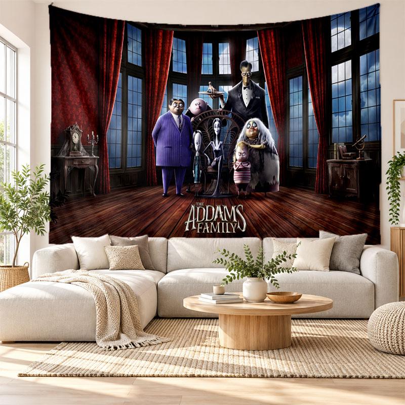 Die Addams Family Wandteppich Heimdekoration Hängendes Stoffkunst Hintergrundteppich für Schlafzimmer