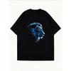 Women Casual T Shirt White Blue Lion Head Print For Daily Wear And Outing