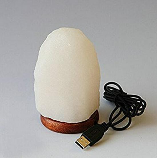 Himalayan Salt Lamp USB with Colorful LED & Warm Yellow Night Light