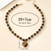1PC Fashion Maillard Tiger's Eye Necklace Natural Stone Tiger's Eye Stone Love Pendant Necklace Women