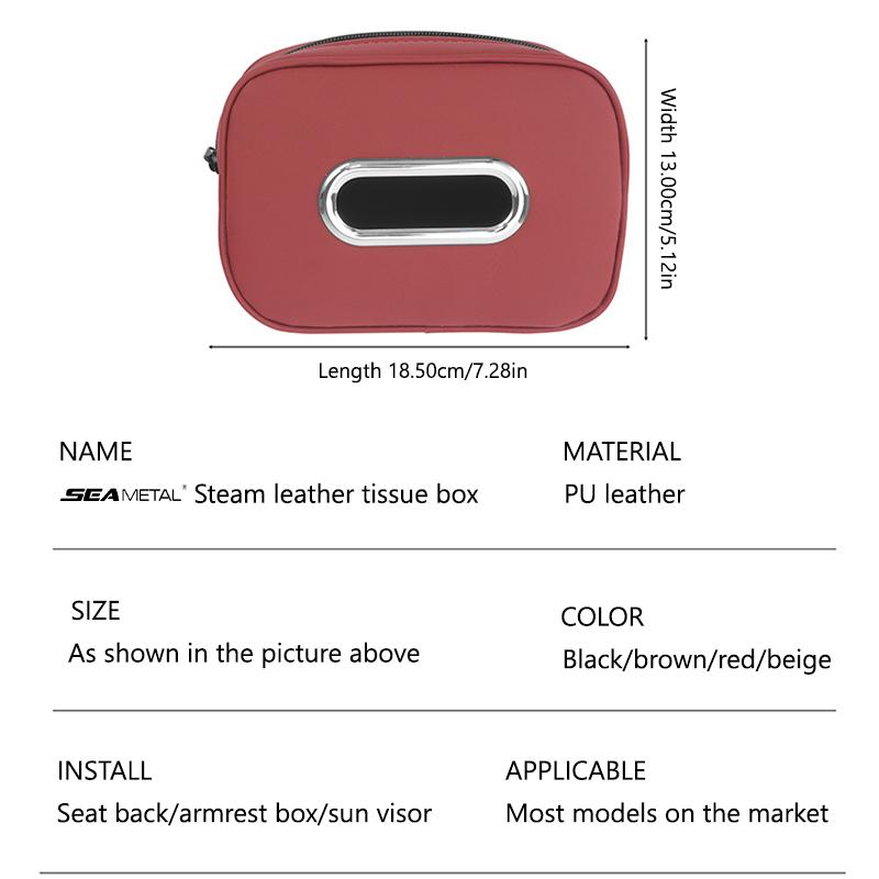 SEAMETAL Car Tissue Box Leather Sun Visor Tissue Holder Auto Interior Paper Napkin Organizer Decoration Car Accessories