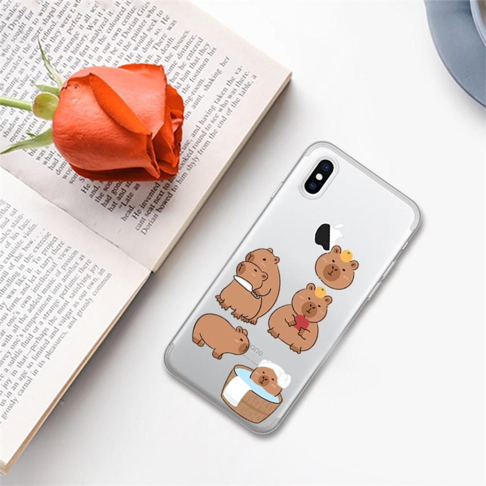 Cartoon Cute Capybara Phone Case For iPhone 14 13 12 11 Pro Max XS X XR SE 2020 6 7 8 Plus Mini Protective Cover