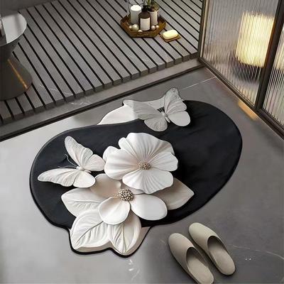 Butterfly Printing Bathroom Thickening Mat Bath Non-slip Carpets In Wash Basin Bathtub Side Floor Rug Shower Room Doormat Memory Foam 3D Pad