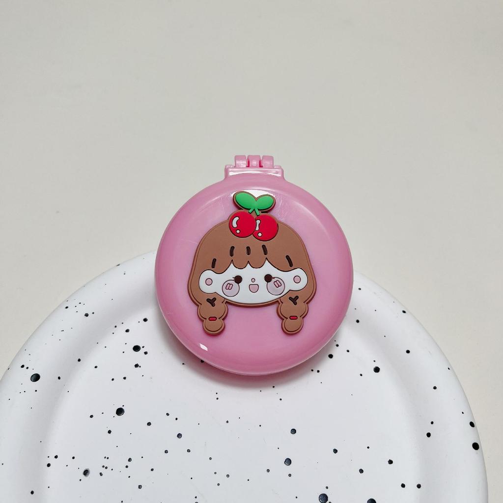 Cute Cartoon Foldable Airbag Comb with Mirror - Portable for Children, Cream Wind Design