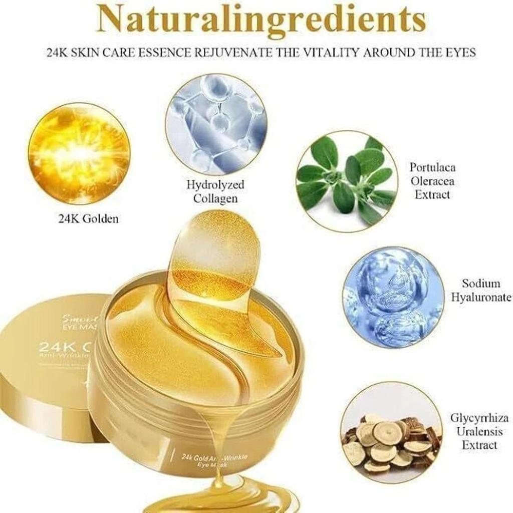 Vivesha Under Eye Patches for Dark Circles with 24k Gold,Pack of 60 Eye Cooling Gel Pads (60 G)