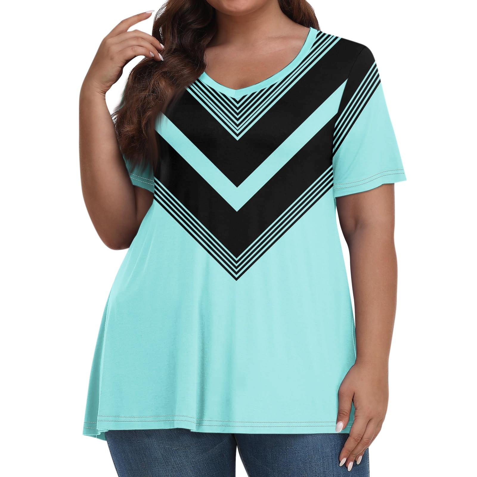 

Женские топы больших размеров, короткие рубашки, повседневная одежда с V-образным вырезом, топы с 3D-принтами, футболки 7XL