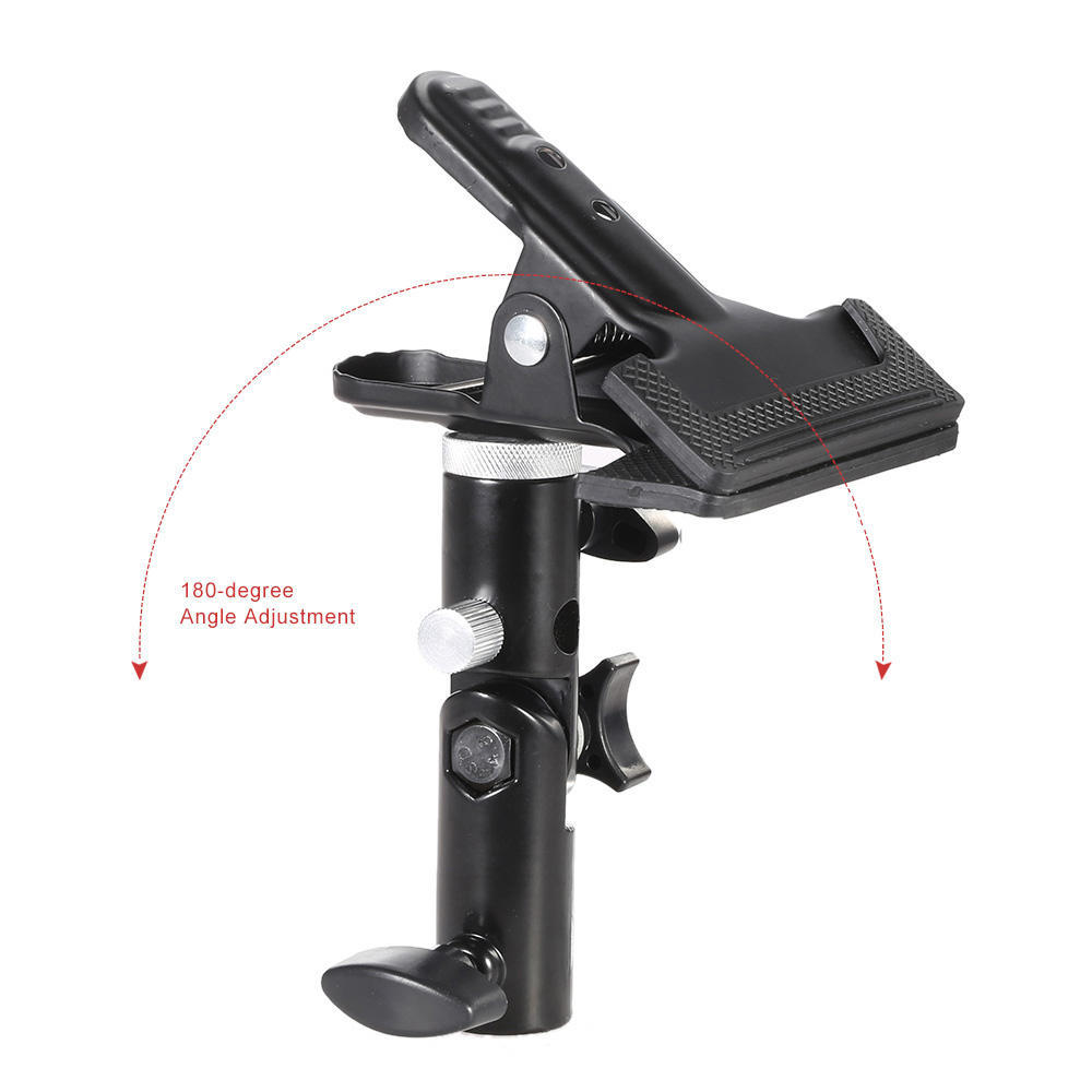 Metal Clamp Clip Holder with 5 8 Light Stand Attachment 1 4 To 3 8 Screw Mount Swivel Adapter for Photo Studio