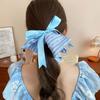 Korean Style Square Cloth Hair Tie Bow Women Ponytail Holder Plaid Silk Ribbon Scrunchies  Summer
