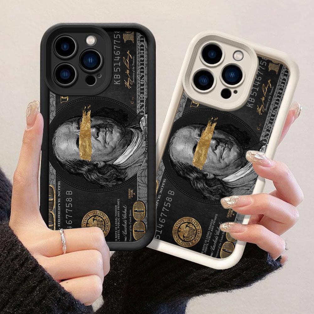 JT79 Banconota Dollaro Nero per iPhone 17 16 15 Pro Max Samsung S26 S25 S24 Ultra A17 A16 A07 A56 Xiaomi 15T Redmi Note14 Pro Morbida Cover in TPU 15c