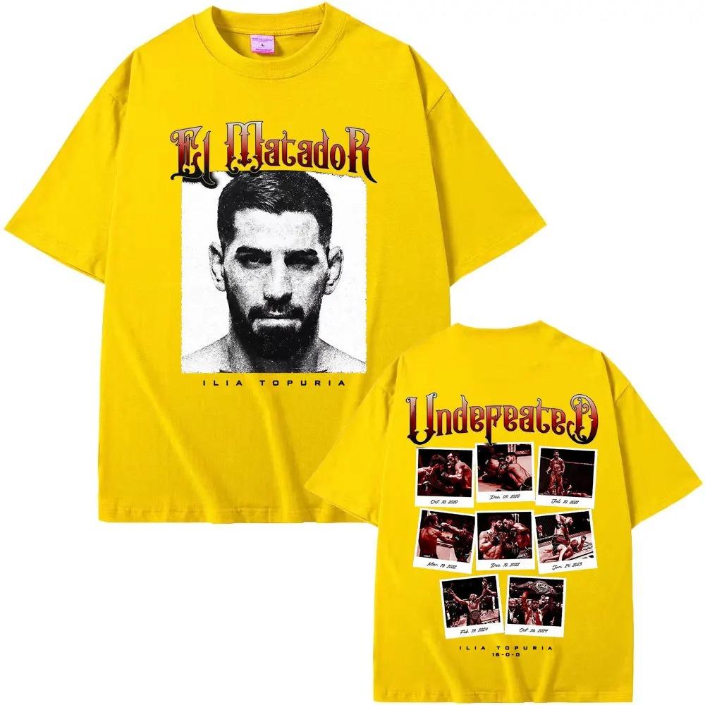 Ilia Topuria El Matador Invaincu Portrait Vintage UFC T-shirt Oversize Double Face MMA Combat Streetwear Unisexe Casual T-shirt Noir