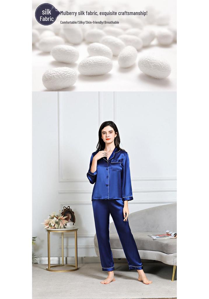 Women's Silk Pajama Set: Long Sleeve Two-Piece, 100% Mulberry Silk, Versatile for Home or Outdoors, Spring/Summer Style