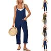 Dam Casual Mode Jumpsuit Ärmlös Jumpsuit med Fickor