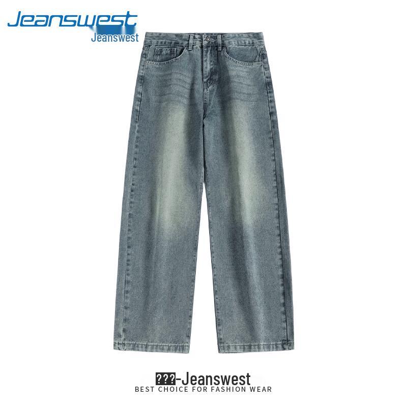 Jeanswest Men's Washed Vintage Blue Straight Leg Jeans